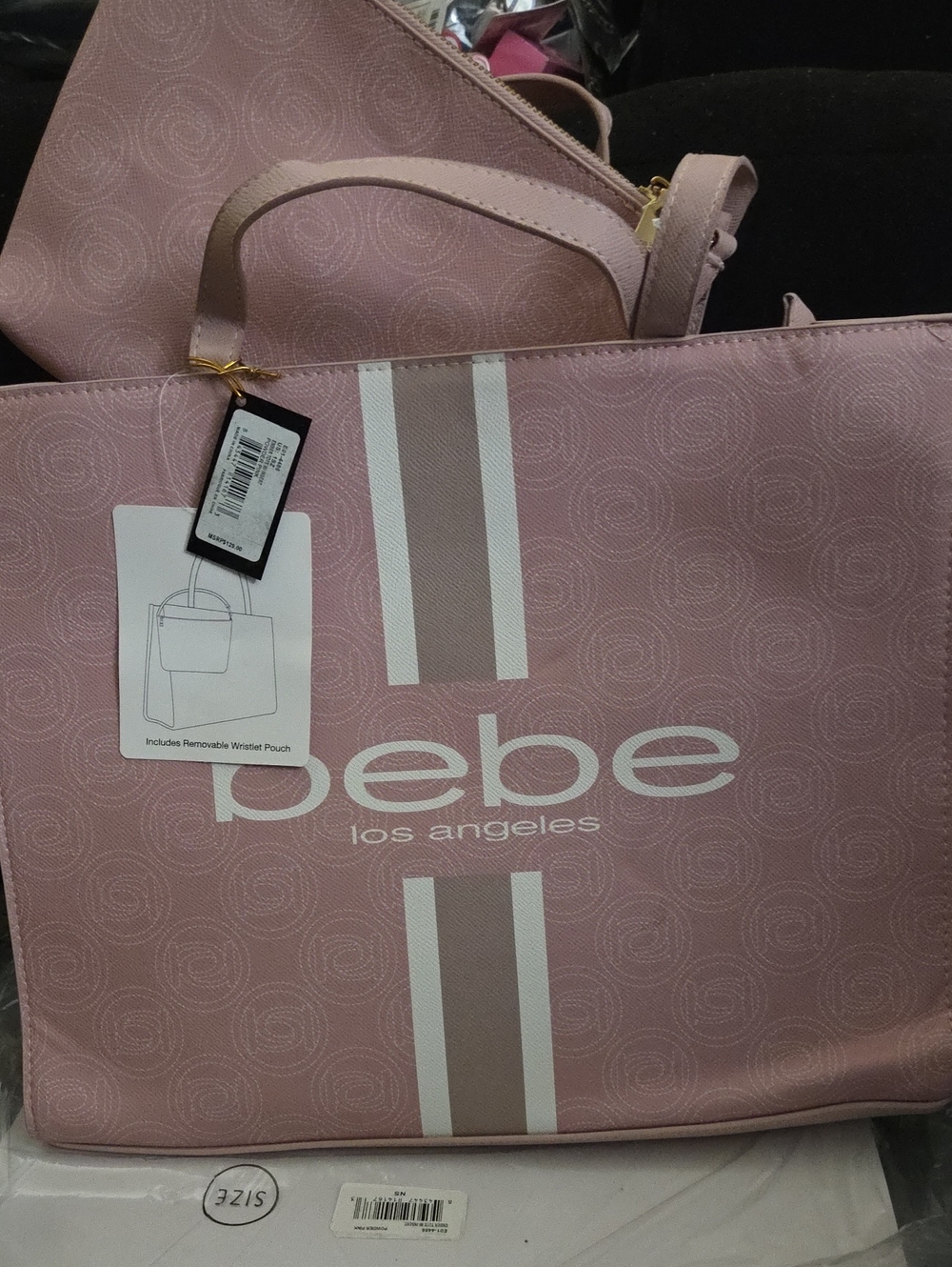 bebe Pink Tote with Removable Wristlet Pouch